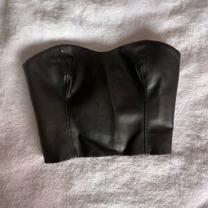 Aritzia Babaton Black Leather Tube Top